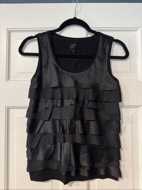 LOFT Black Layered Ruffle Camisole